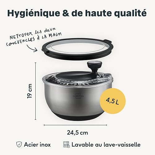 SILBERTHAL Essoreuse à Salade Inox 4,5L avec Couvercle - 7