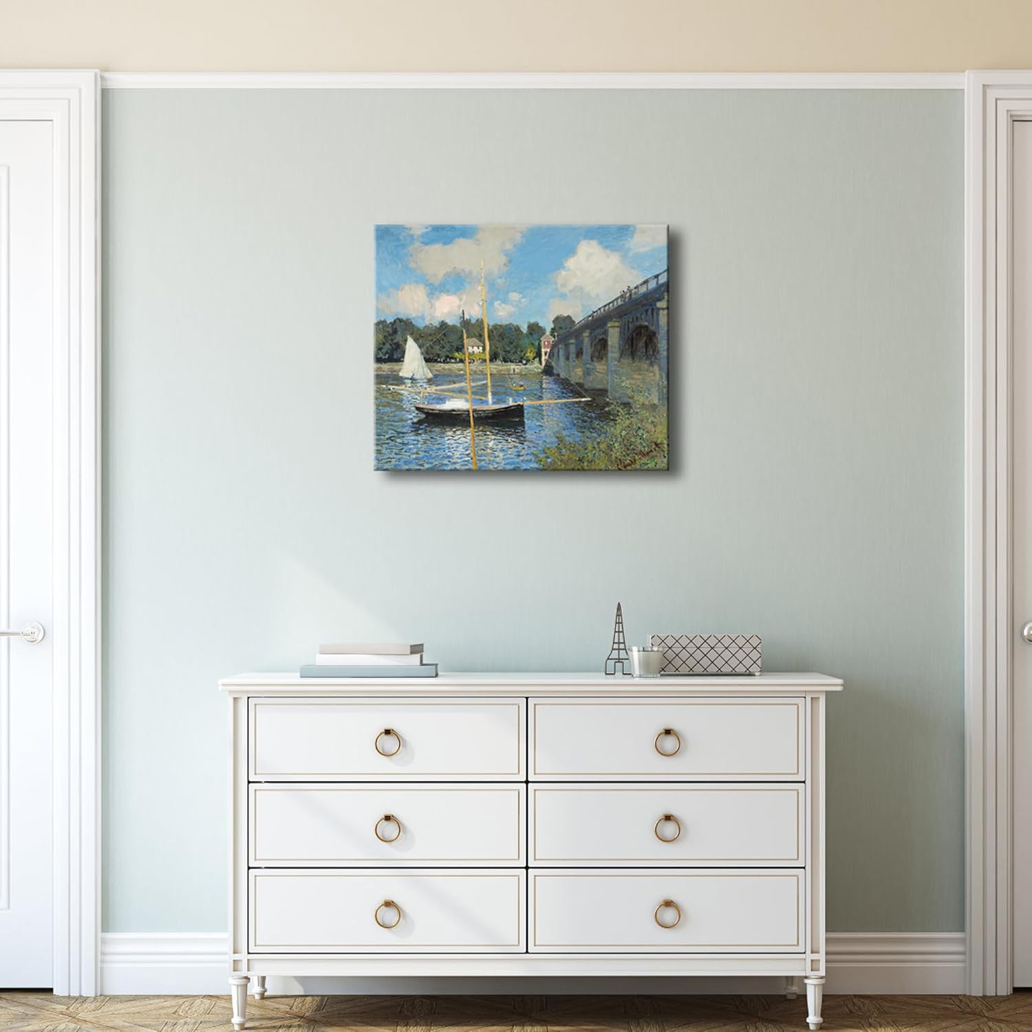 Wieco Art Canvas Wall Art The Bridge at Argenteuil by Claude Monet Impressionism Art Print Picture Artwork for Living Room Bedroom Home Kitchen Decorations