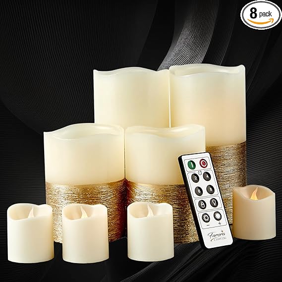 FURORA LIGHTING Flameless Remote Candle Set (8 Pack)