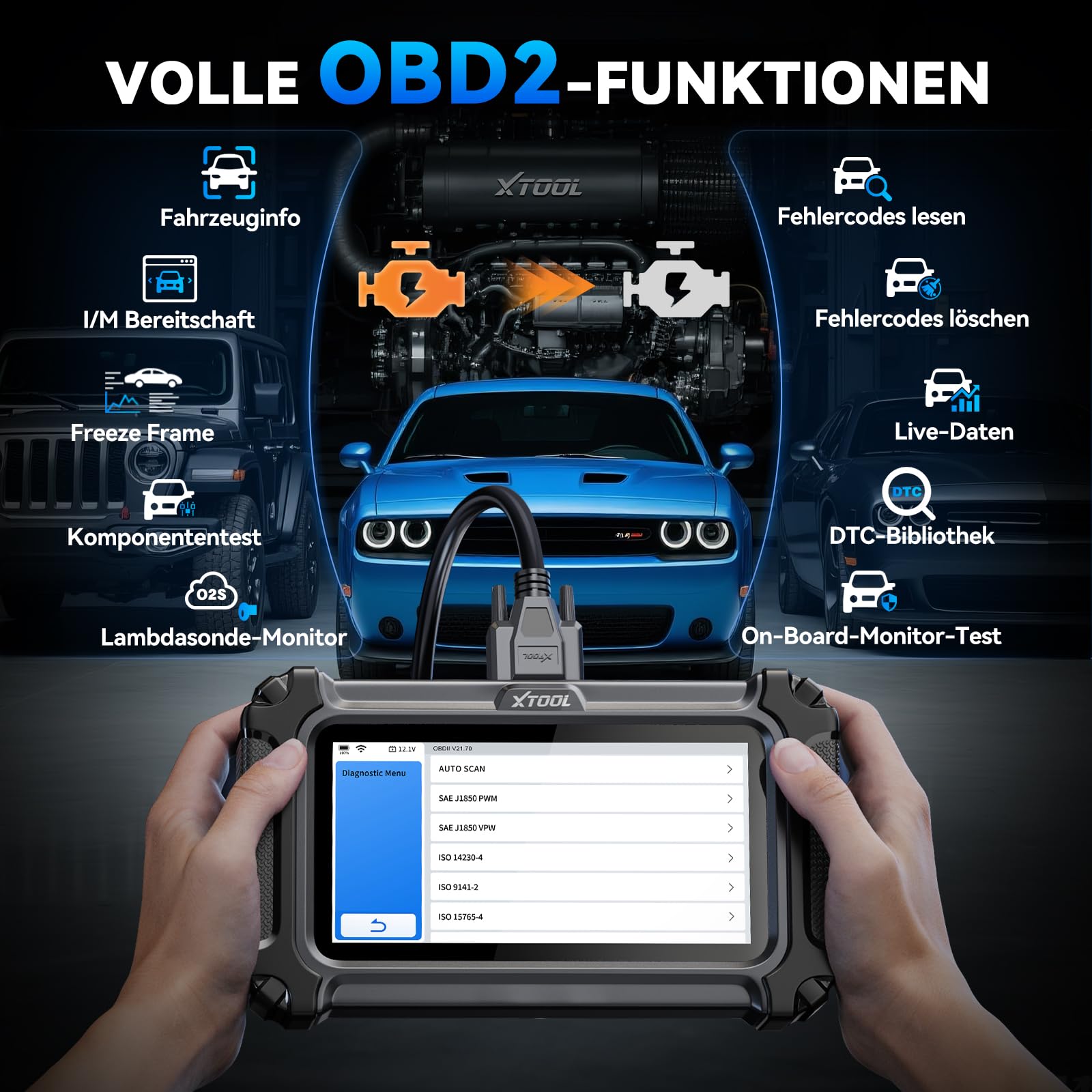 XTOOL IP500-BMR OBD2 Diagnosegerät für BMW/Mini/RR, ECU Codierung, Bidirektionale Steuerung, Vollsystem, Batterieregistrierung, 23+ Resets, ABS EPB SAS SRS DPF, Live-Daten, Lebenslang Updates