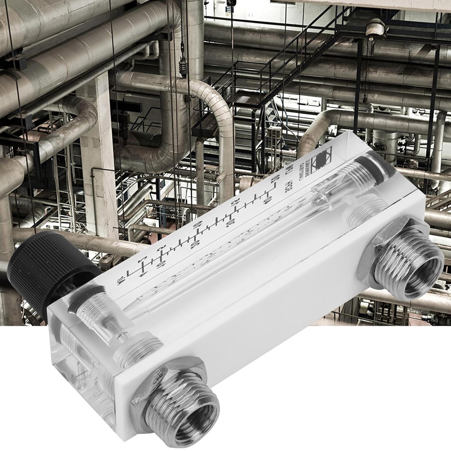 LZM6T Flow Meter - Panel Mountable Gas Flowmeter with Adjustable Brass BSP14 Fitting for Oxygen, Air, and Other Gases, 2-20 LPM / 4-40 SCFH