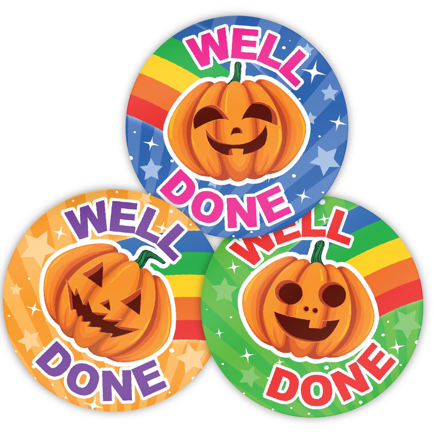 Stone Melon School Reward Stickers 144 Well Done Pumpkin Stickers 30Mm Round Halloween Awards Nursery Teachers Parents Children Kids