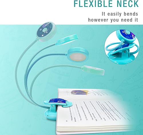 Vista 12 de Vekkia Bonita luz recargable para libros, luces con clip para el cuidado de los ojos para leer en la cama, 3 colores y 3 brillos, 1.8 onzas ligeras