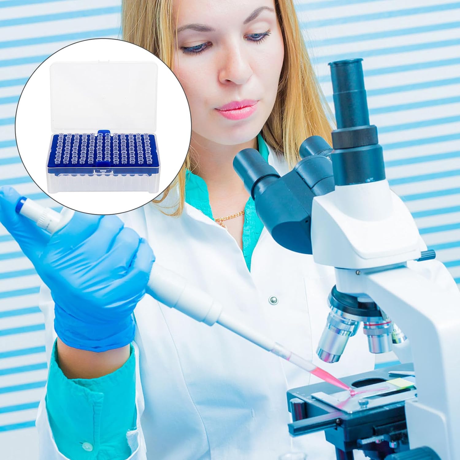 96pcs Disposable 10μl Filter with Lengthened Design for Laboratory Dispensers, Plastic Pipettor Accessories Suitable for School Experiments and Use