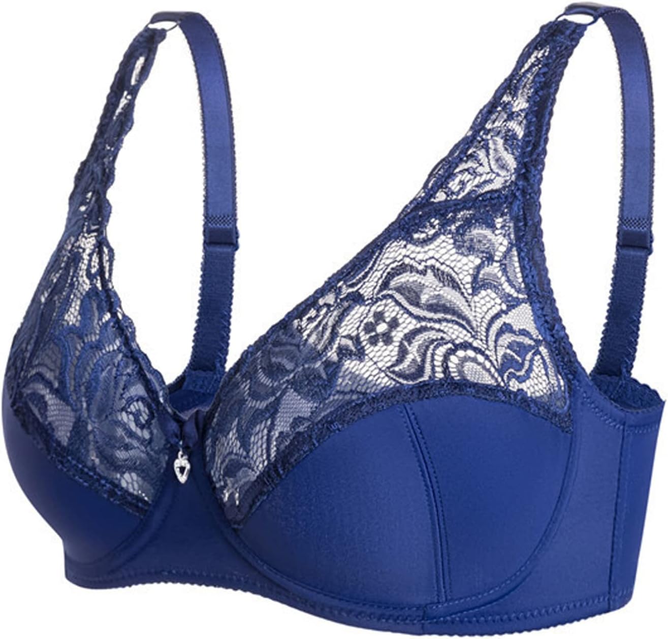 Jugaoge Womens Unlined Floral Lace Full Bust Minimizer Cups Underwired Adjustable Straps Bra Tops
