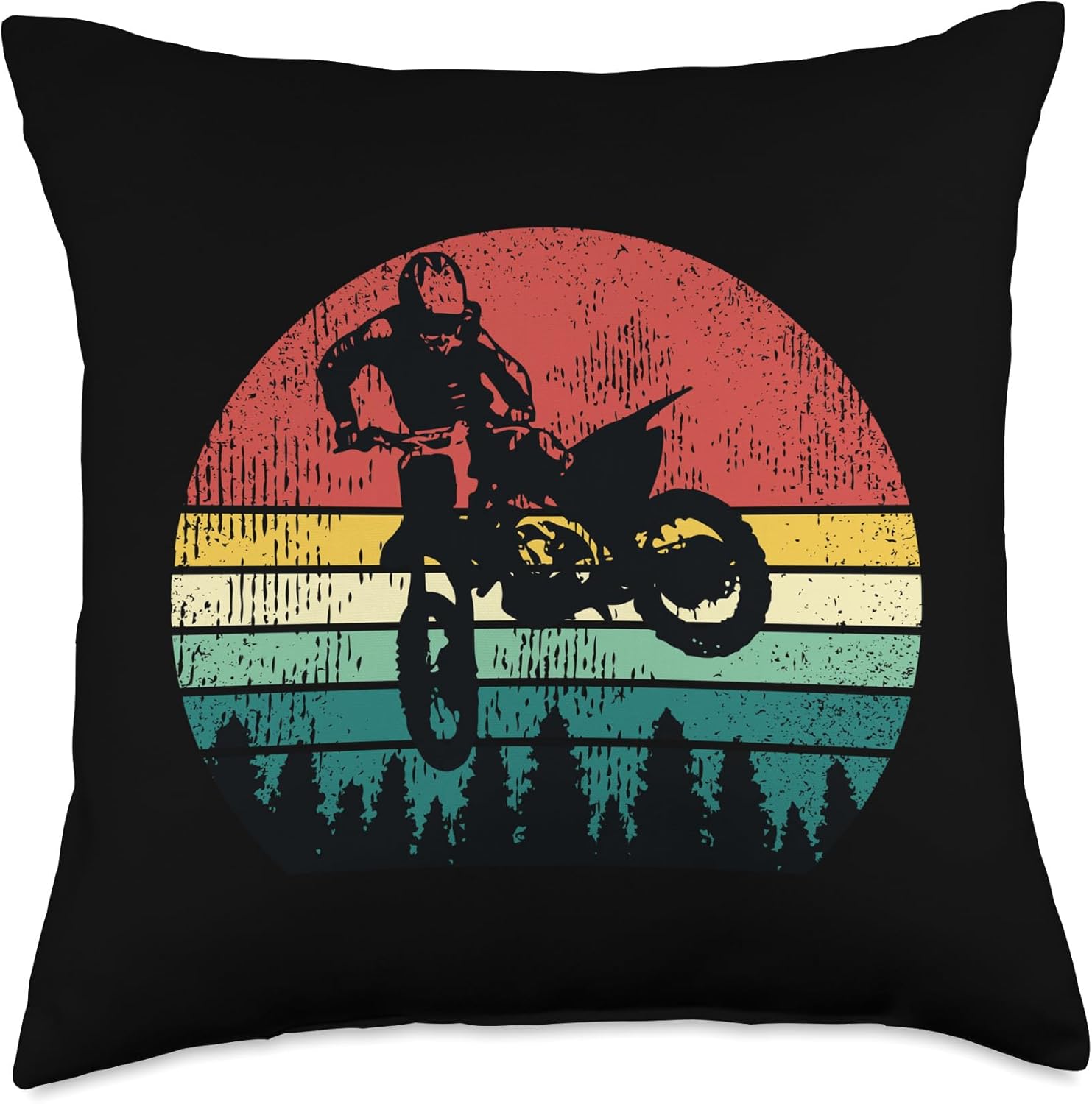 Retro Dirt Bike Motocross Motorcyclist Gift Throw Pillow