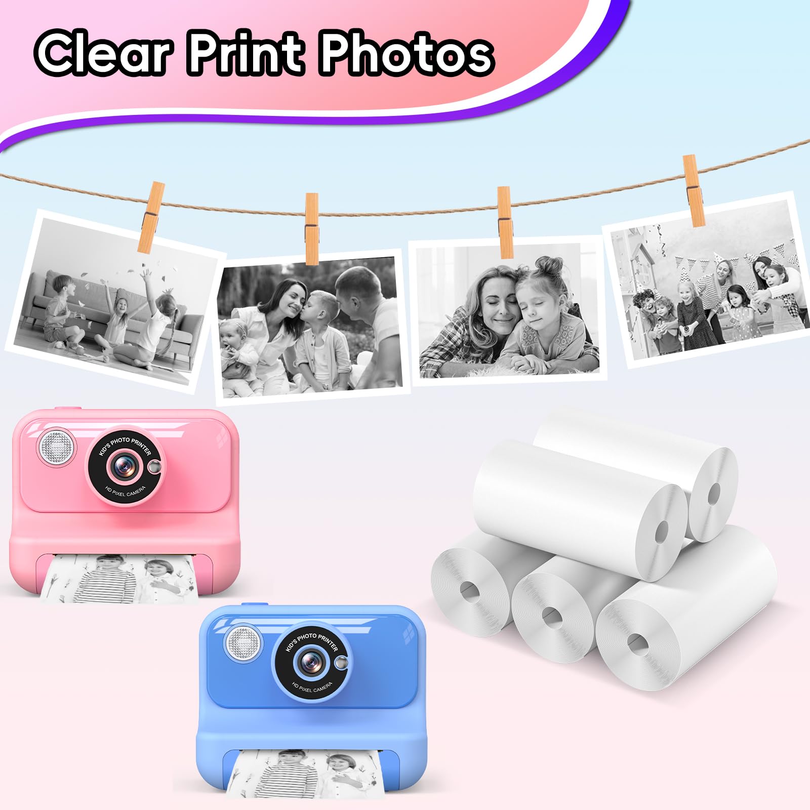 Carta Termica Stampa Istantanea GlobalCrown - 5 Rotoli Da 5.7cm, Zero Inchiostro, Per Bambini E DIY