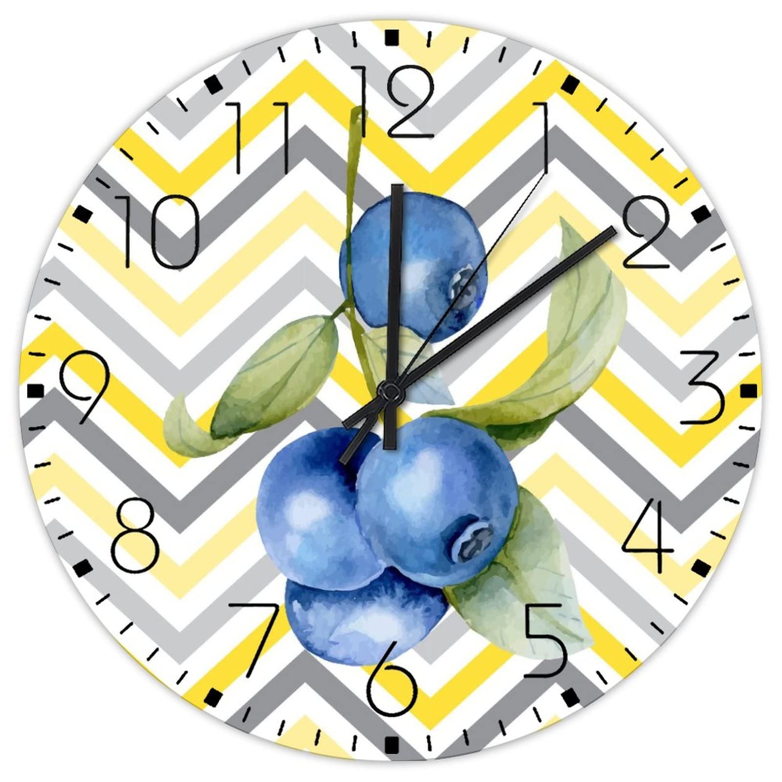 Horloge murale en bois motif myrtille pour salon et décoration de café