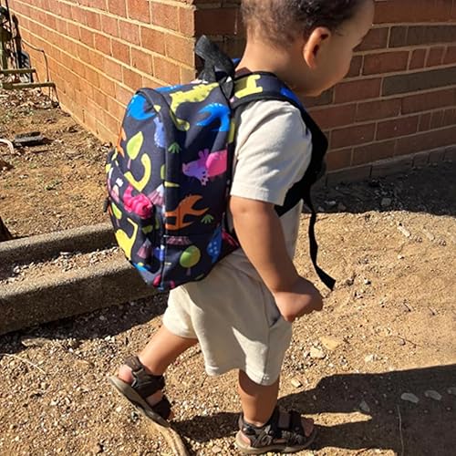 Vista 7 de Accmor Arnés de mochila de dinosaurio para bebés con correa para niños pequeños con eslabón de muñeca antipérdida, bonita bolsa de guardería