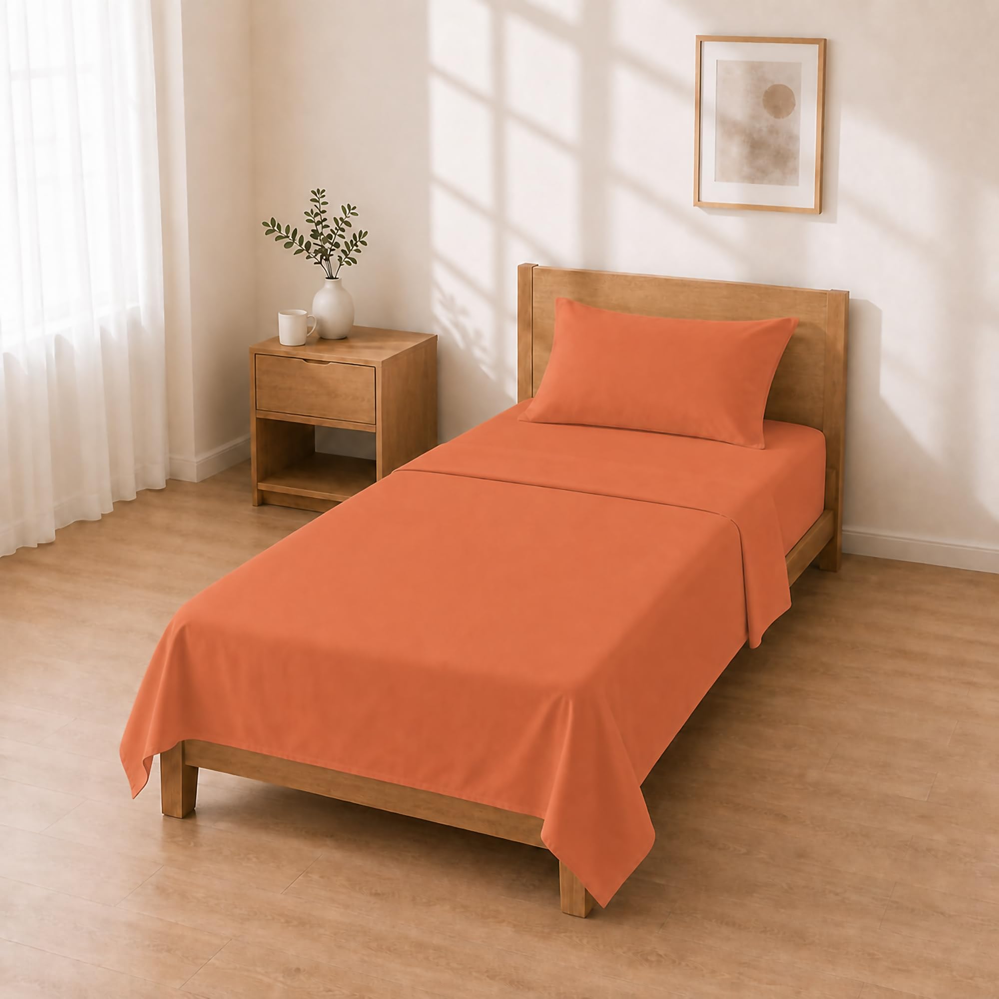 Microfibre Fitted Sheet Set 90 x 200 + 30 / 160 x 280 + 50 x 80 cm 1 Piece, Orange