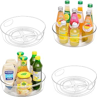 Guzon 4 Pack Lazy Susan Turntable, 10 Inch Rotating Organizer with Handles