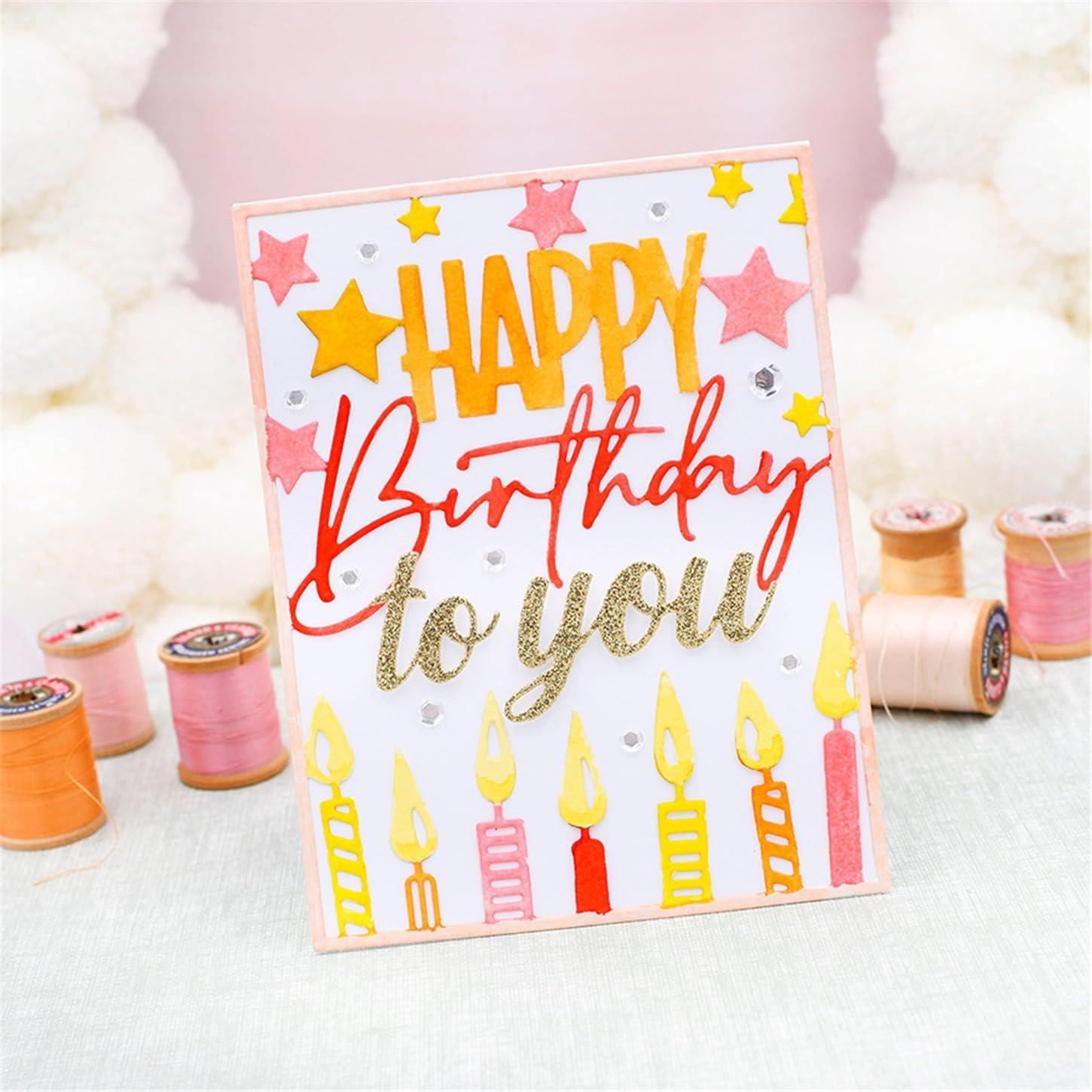 Cutting Dies 3D Background Frame Metal Stencils Scrapbooking Tools DIY Craft Carbon Steel Embossing Template for Paper Card Making Album Arts Supplies (Frame F-Happy Birthday 11.1x14.3cm)