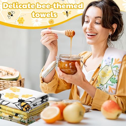 Miniatura 2 de Oudain 6 toallas de cocina de abejas de 15.8 x 23.6 pulgadas, toallas de mano de abeja, toallas de baño, toallas de cocina, decoración de cocina