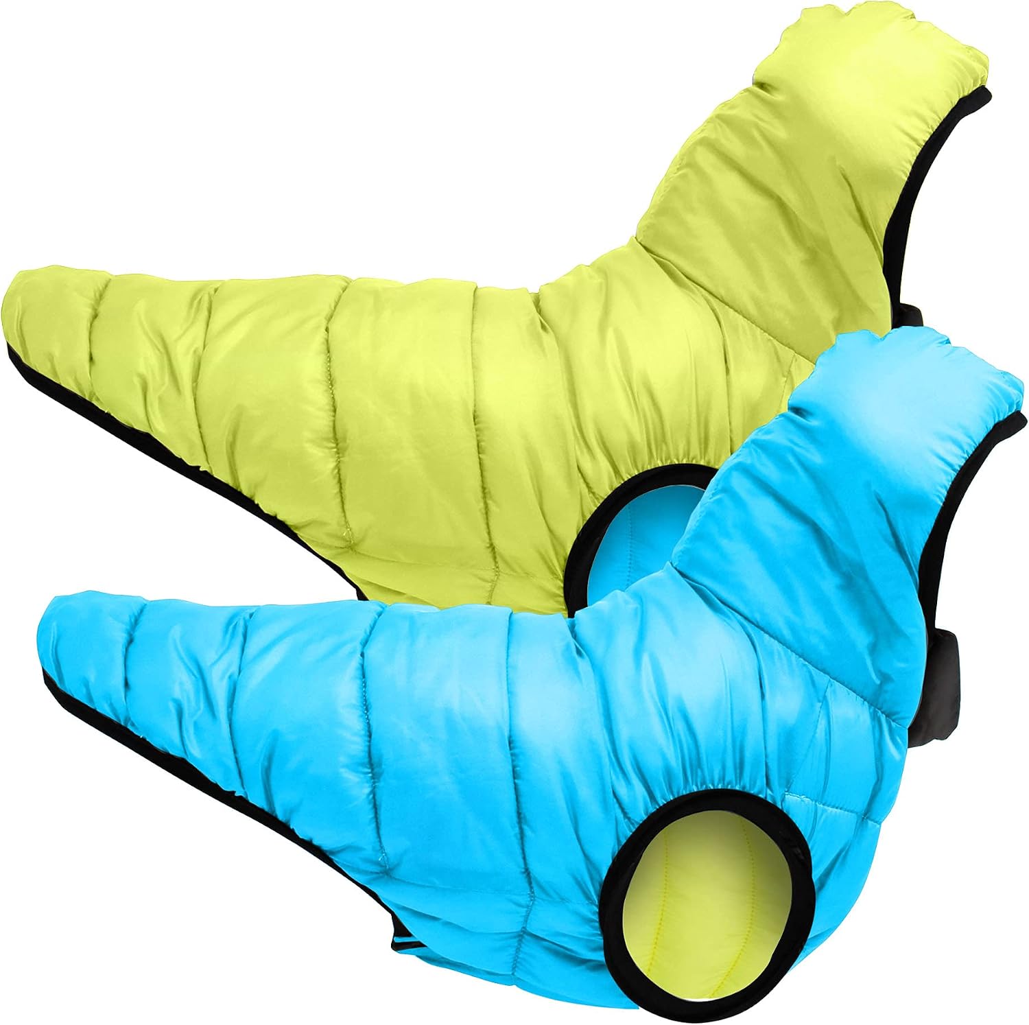 Pawtitas Reversible Dog Coat Windproof A Cold Weather Dog Puffer Vest - Blue/Yellow Zip Up Dog Jackect For Toy Breed Dogs