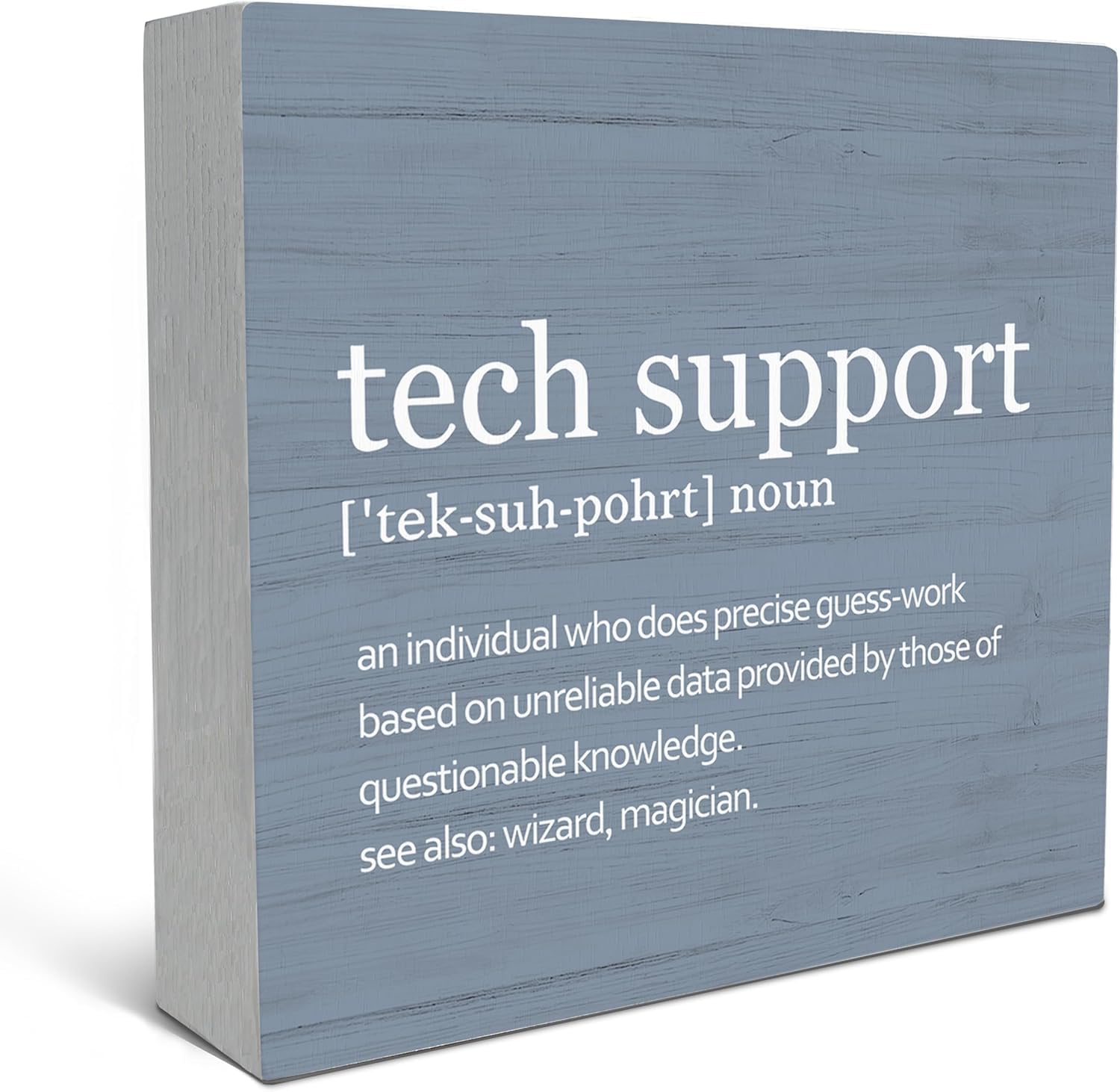 Tech Support Definition Box Sign 5x5 Inch Wooden Desk Decor