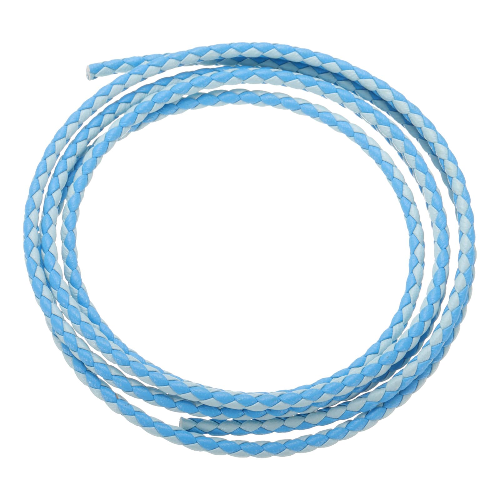 QUARKZMAN Cordoni in Pelle Intrecciata, Cinghia in Pelle Rotonda, Corda in Pelle Morbida per la Creazione di Gioielli, Fai da Te, Collane (3mm, 1 Yard, Blu Chiaro/Blu Scuro)