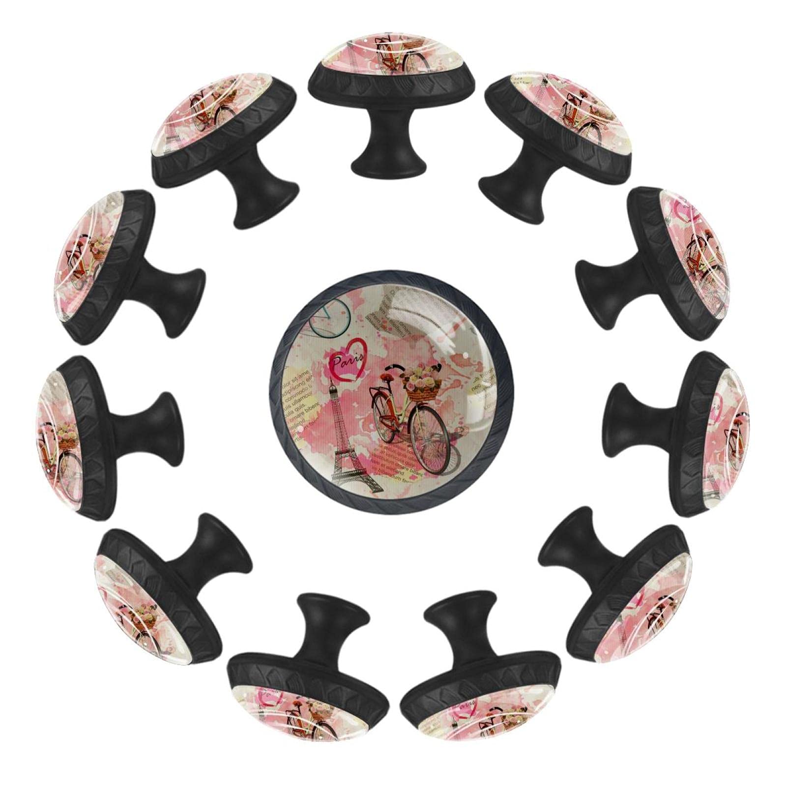 Boutons de tiroir ronds 35mm en papier Tour Eiffel Paris pour mobilier