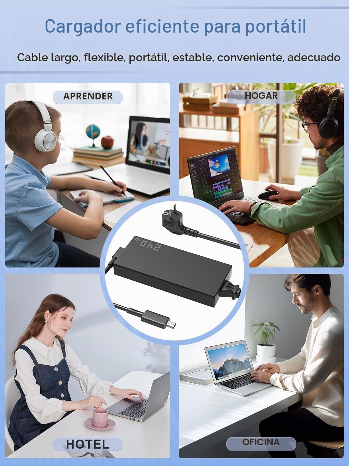 240W Cargador Compatible con ASUS ROG Zephyrus G16 G14 GU605 GA605 GA403 TUF Gaming A18 A16 A14 FA608 FA401 FA808 ProArt P16 PX13 H7606 HN7306 V16 V3607 Flow Z13 GZ302EA Laptop
