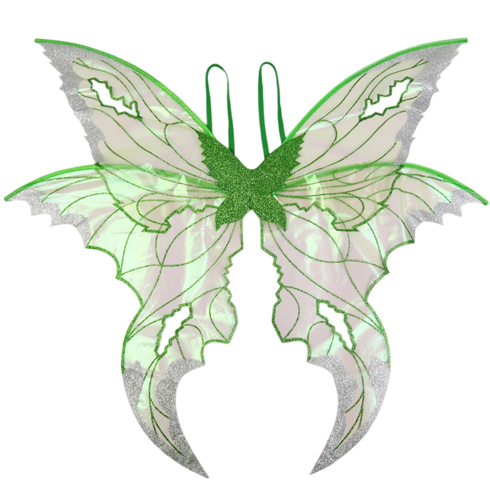 Fairy Wings for Adults Women Sparkling Sheer Butterfly Wing (Green, M)