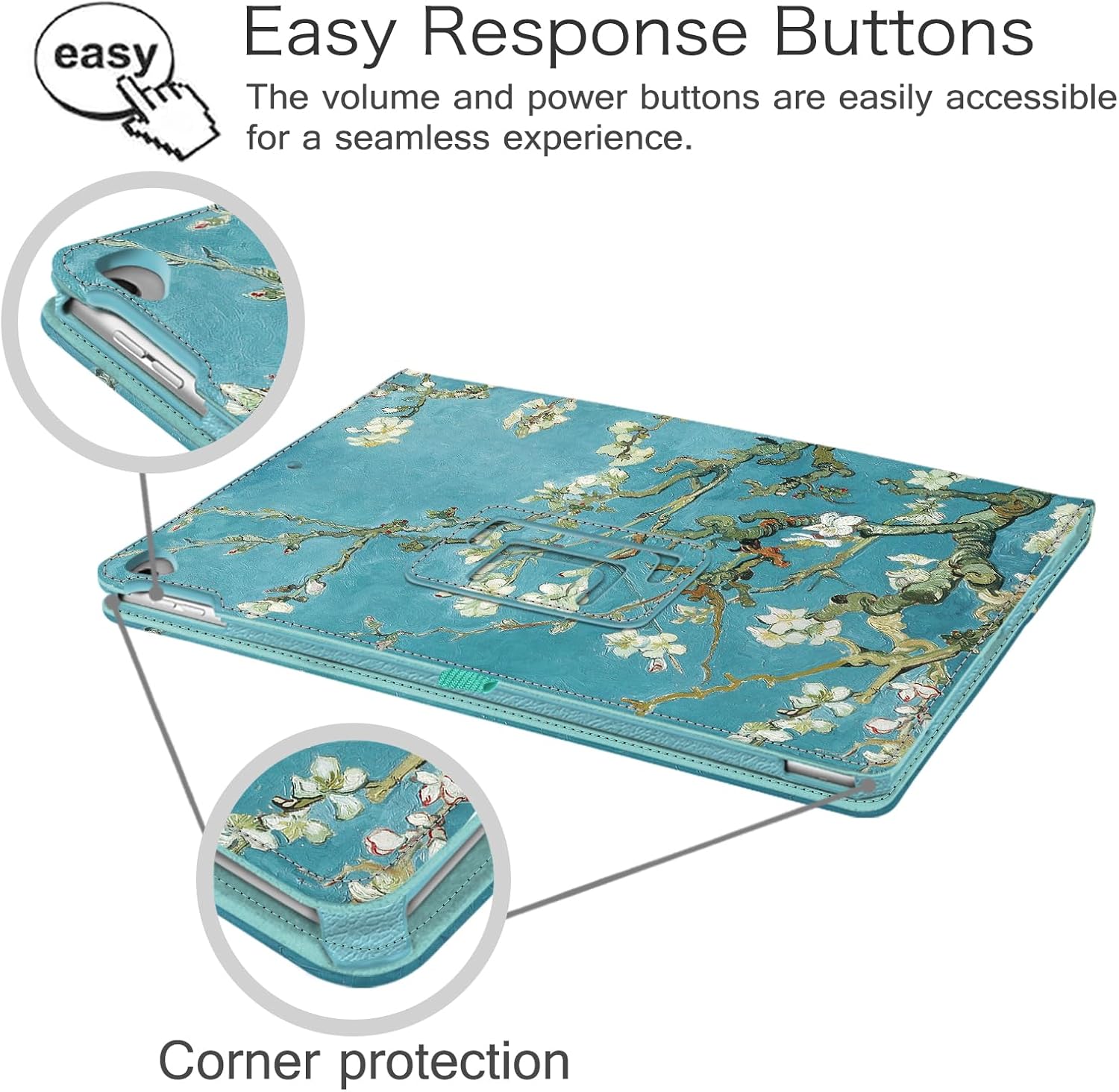 Fintie Folio Case for iPad Pro 12.9 (2nd Gen) 2017 / iPad Pro 12.9 (1st Gen) 2015 - [Corner Protection] Premium PU Leather Smart Stand Protective Cover with Auto Sleep/Wake (Blossom) - Image 6