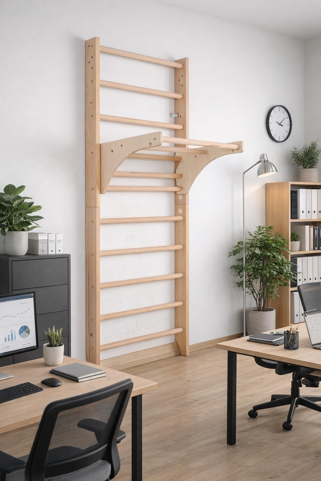 Espaldera de Gimnasio Kombi-1-220 – Escalera Sueca de Madera para Niños y Adultos, Barras de Fitness, Juego y Entrenamiento en Casa