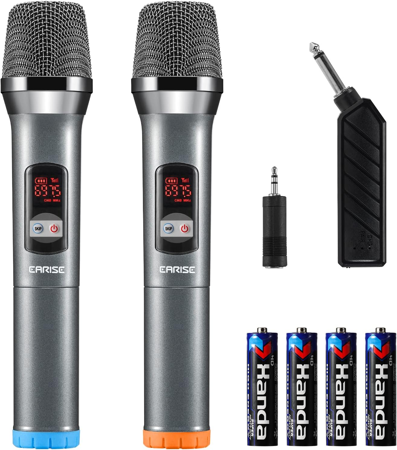EARISE W2 Wireless Microphones, UHF Metal Dual Handheld Dynamic Mic
