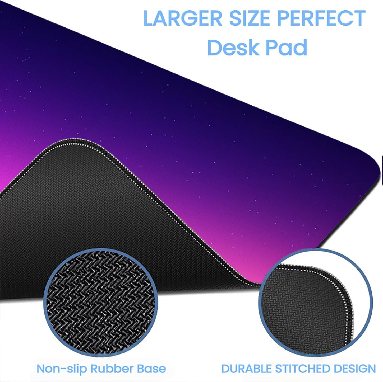 Lpfieonn Blau Großes Schreibtischunterlage, XXL Schreibtischunterlagen, Lila XXL Wasserdicht Gaming Mousepad mit Vernähter Rand und Rutschfeste Gummibasis, für Laptop/Hause/Büro 120x60cm PF-3463