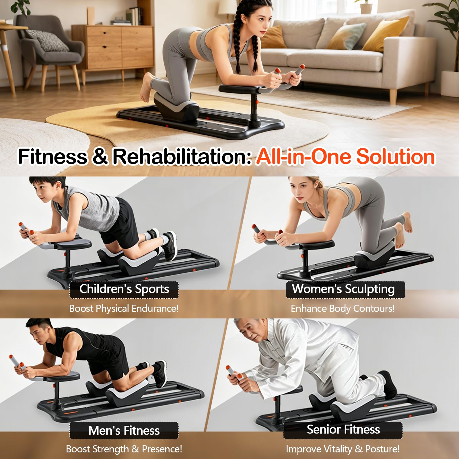 Wirbelsäulentrainer, 6-in-1 Spine Twist & Stretch Trainer Twister Sportgerät mit 3-Fach Höhenverstellbar LED-Timer Handyhalterung für Taillentrainer, Workout, Taillenstraffung, Rücken, Beindehnung