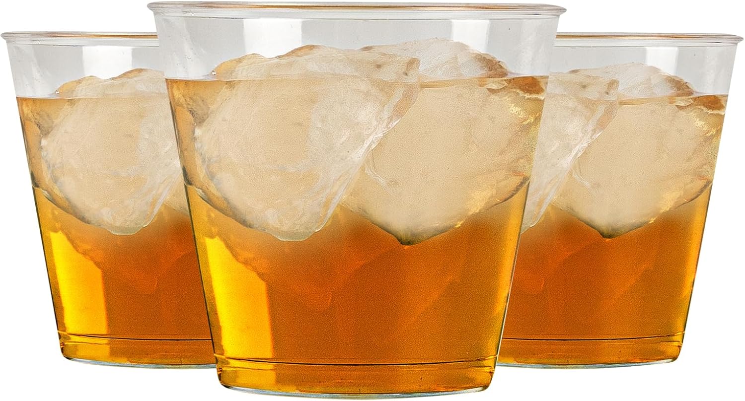 Restaurantware RW Base 1 Ounce Party Cups 500 Disposable Shot Glasses - With Rolled Rim Round Clear Plastic Cocktail Glasses Serve Vodka Tequila Or Whiskey For Birthdays Weddings And More