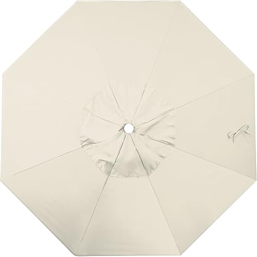 Miniatura 9 de California Umbrella 7.5' ronda de aluminiofibra de vidrio paraguas, empuje abierto, poste blanco, tela blanca de olefina