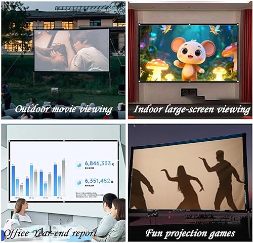 Miniatura 8 de Pantalla de teatro portátil, pantalla de proyector al aire libre para patio trasero o uso en interiores, pantalla enrollable magnética plegable,