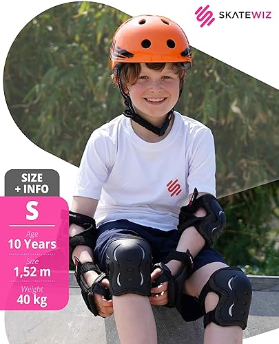 Miniatura 7 de SKATEWIZ Juego de rodilleras y coderas para niños y adultos con protectores de muñeca para patinaje sobre ruedas [6 piezas] - Equipo de protección