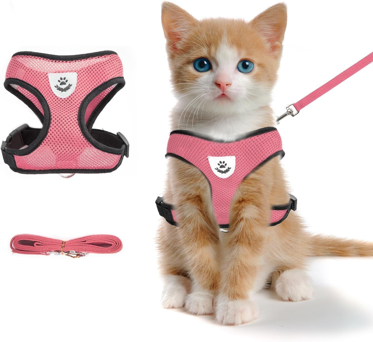 Lonimia Cat Harness, Kitten Harness And Leash Set, Kitten Harness, Mesh Design Ventilation Soft Adjustable Reflection Pet Supplies, Suitable For Home Use And Pet Stores