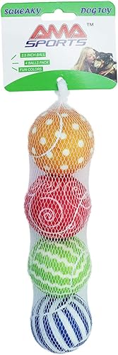AMA SPORT Pelotas de tenis chirriantes para cachorros nuevos, paquete de 4 pelotas (4 pelotas, medianas)