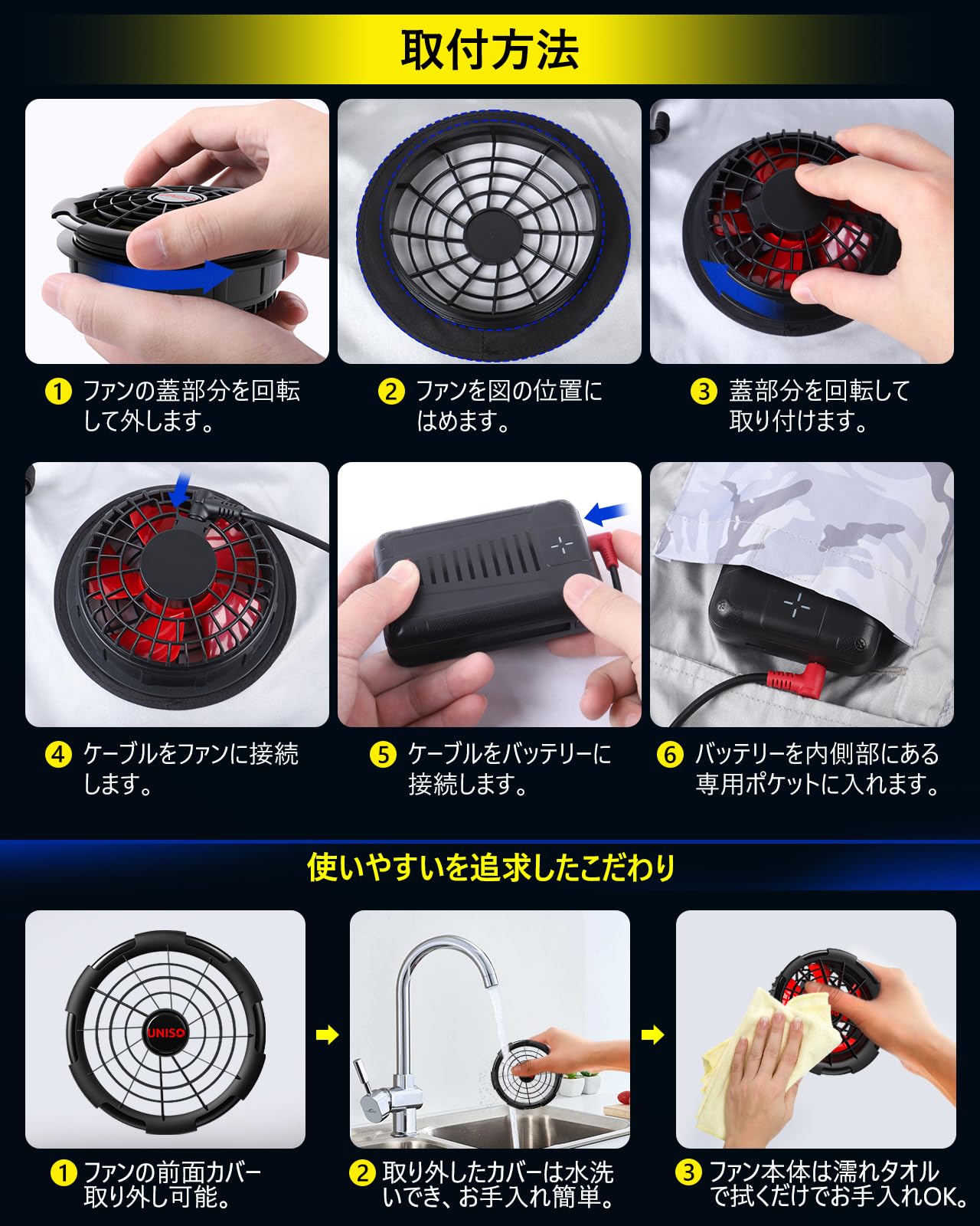 Amazon.co.jp: 空調作業服 ファン バッテリー セット 24V超高出力 静音