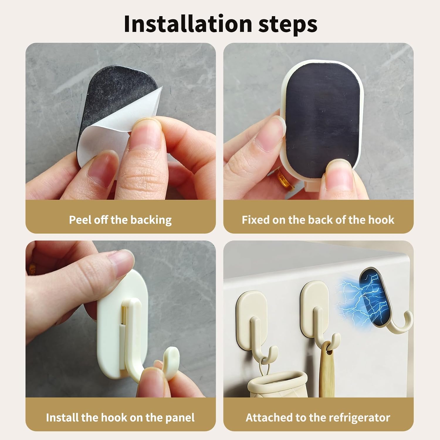 3-Pack Magnetic Hooks, White
