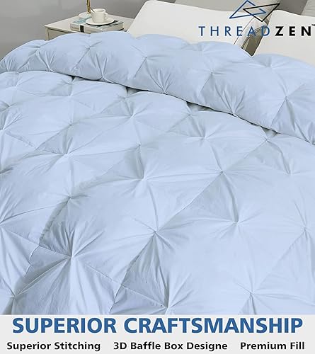 Miniatura 2 de Lujoso edredón de plumón alternativo para todas las estaciones, tamaño Queen de 90 x 90 pulgadas, 1 pieza con 4 pestañas, relleno de edredón ligero