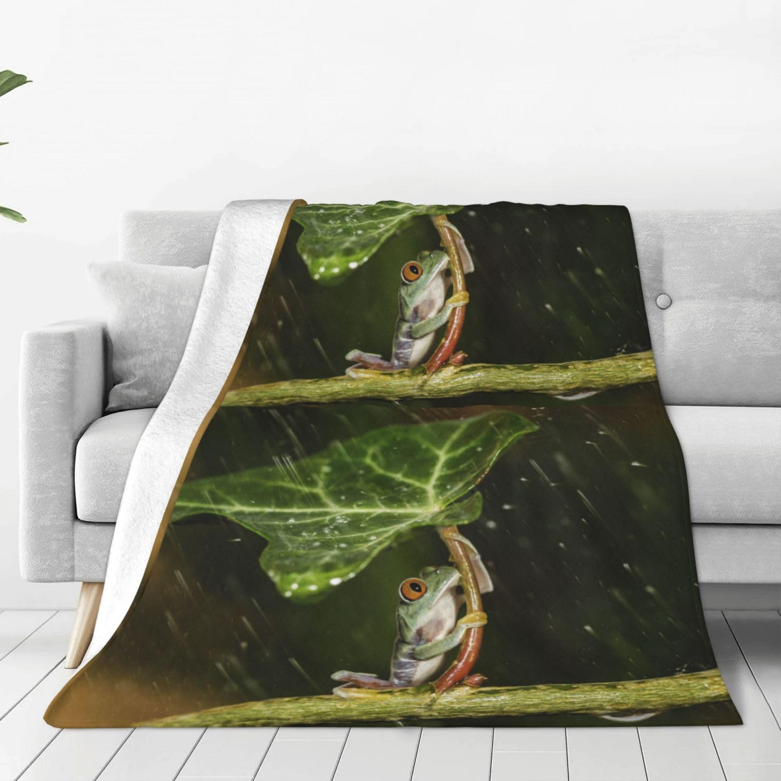 Couverture polaire grenouille de l'arbre de la paix en flanelle douce 127x100 cm