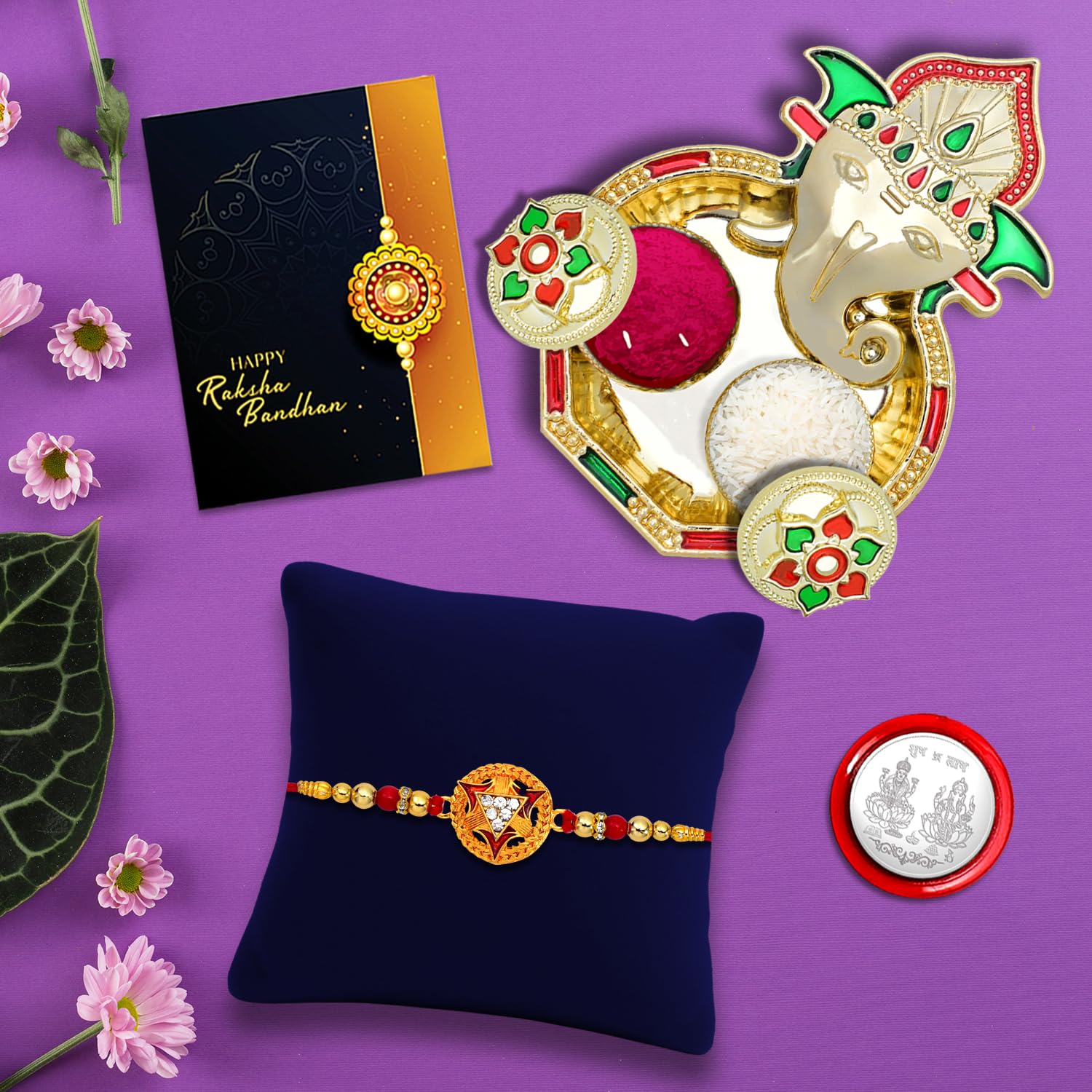 Rakhi Set with Flute & Peacock - Raksha Bandhan Gift -9