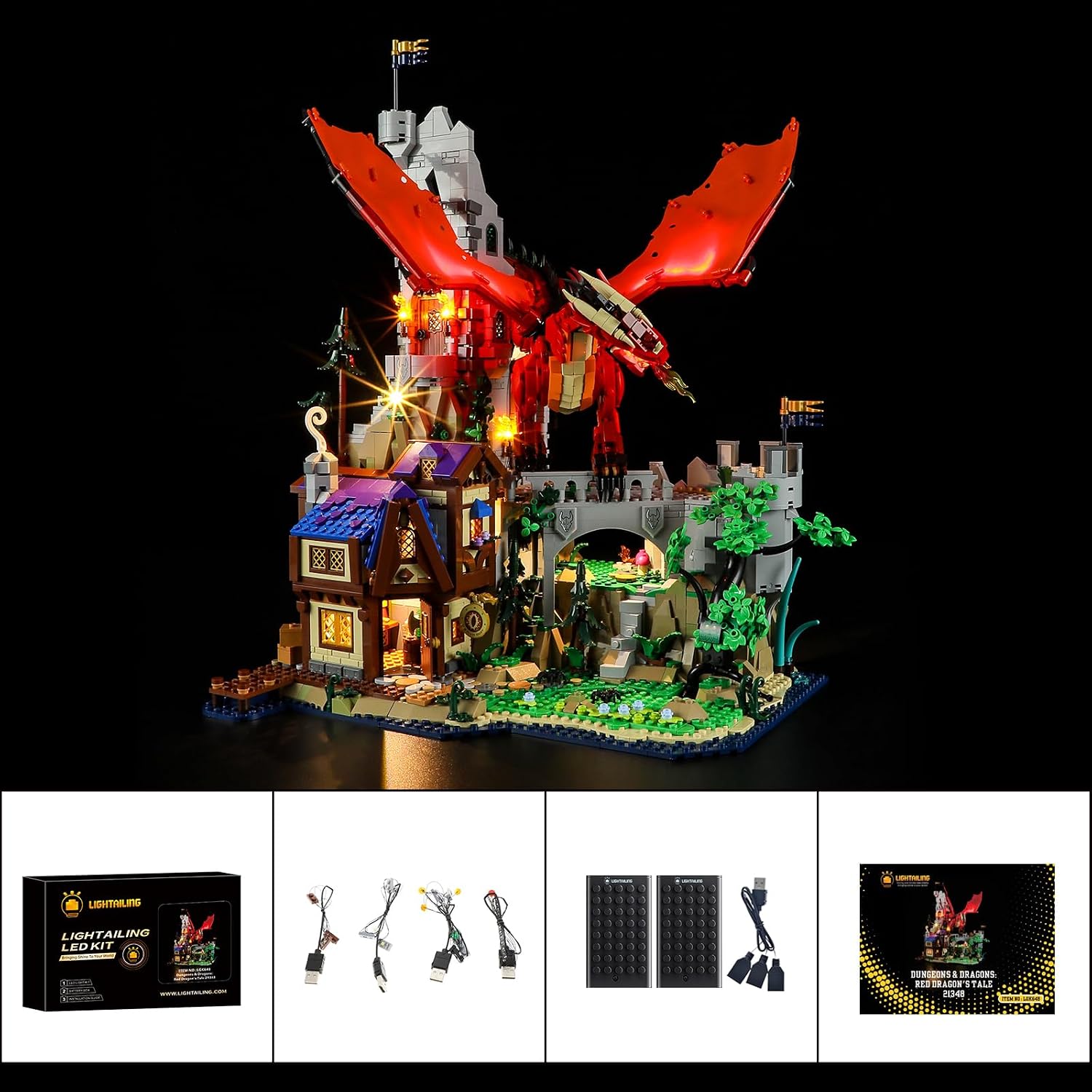 LIGHTAILING Light for Lego-21348 Dungeons & Dragons: Red Dragon's Tale - Led Lighting Kit Compatible with Lego Building Blocks Model - NOT Included The Model Set