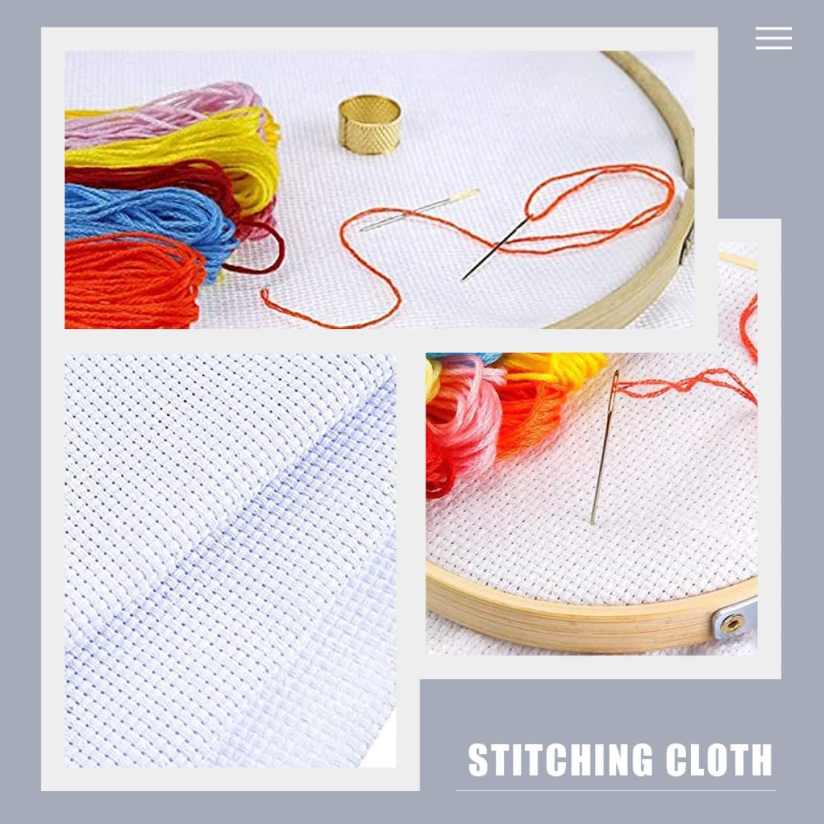 8pcs 14ct White Cross Stitch Gridding Cloth Set, DIY Embroidery Fabrics for Needlework and Stitching Crafts, 25x25cm Evenweave Cloth for Handmade Sewing Projects