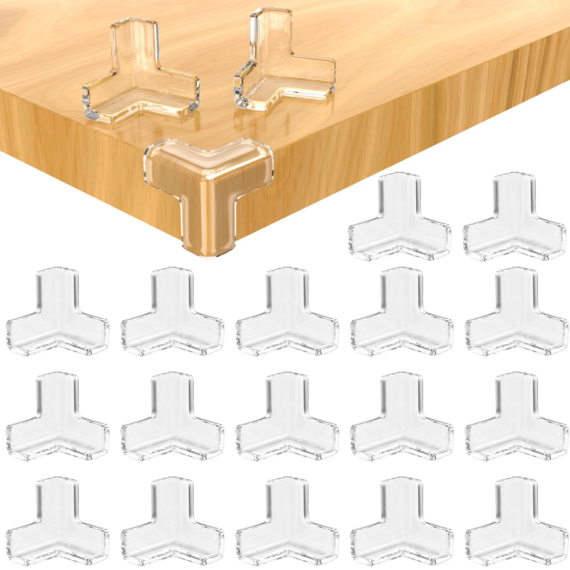 Elalove 20 Coin de Table Protection Bebe Forme de T pour Meubles et Tables Protection bébé Coins Sécurisés Adhésion Renforcée-(3.3x3.3x3.3 cm)