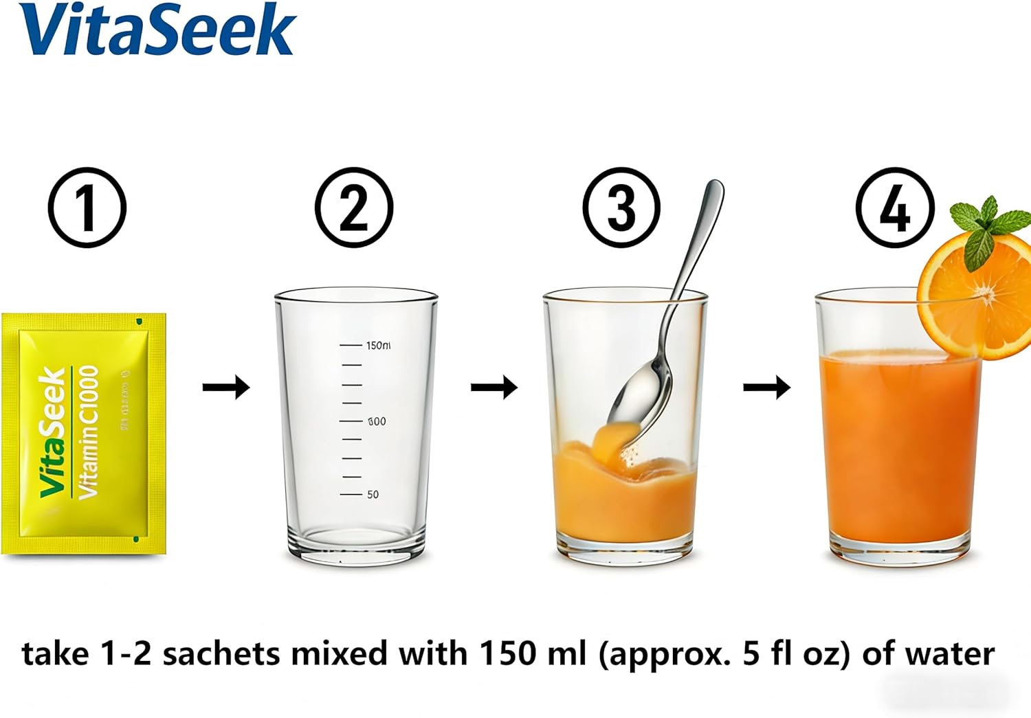 1000mg Vitamin C Powder Packets Sugar Free Variety Flavor - 60 Count/2 Month Supply - Image 7