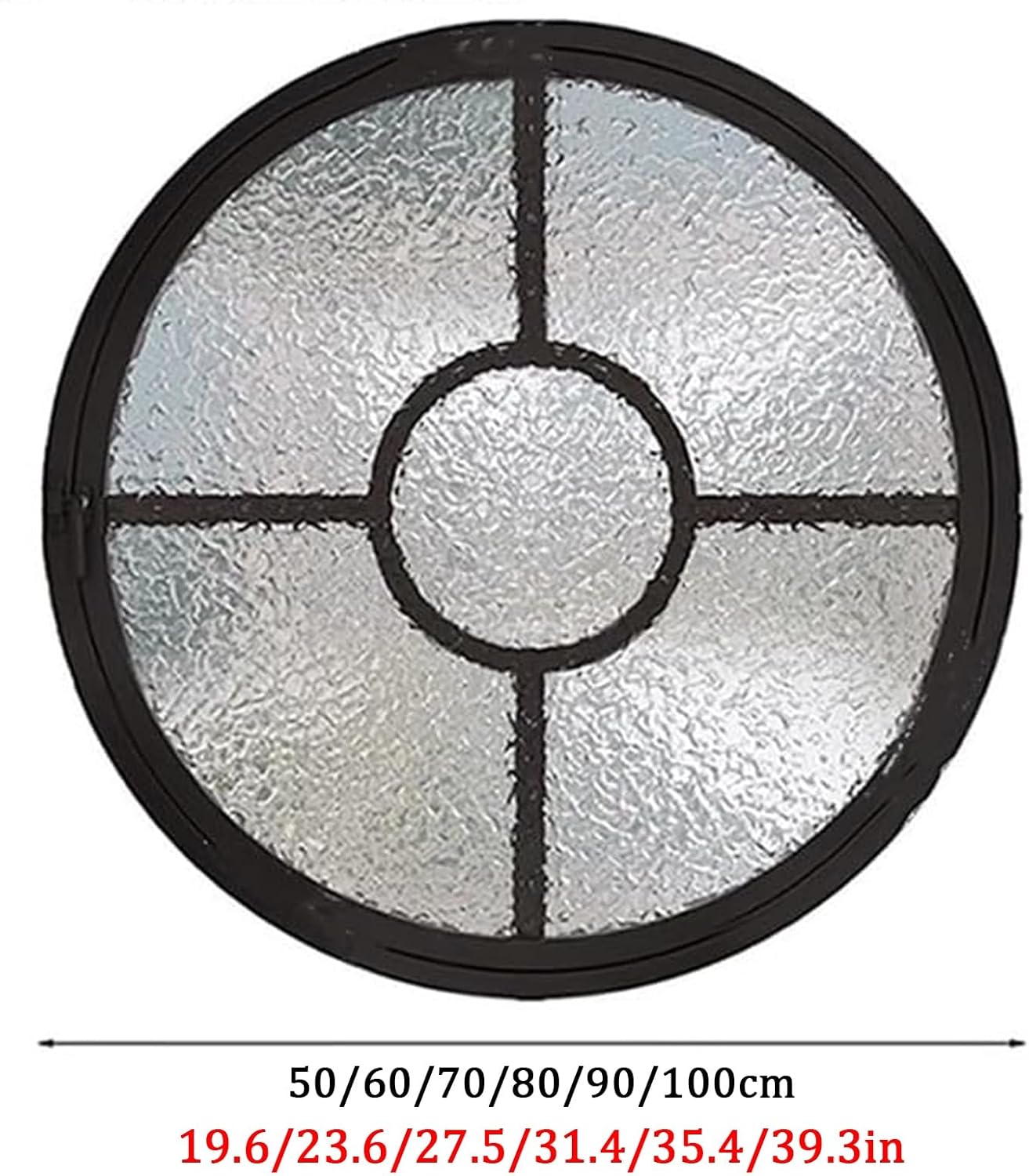 JKGHK Round Pivot Window, 360° Rotatable Ventilation Shed Windows, Tempered Glass Mobile Home Windows, Replacement Window with Handle for Attic Basement Bathrooms(White A,50cm/19.6in)