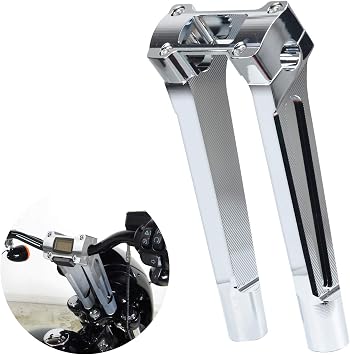 10 inch Tall Motorcycle Handlebar Risers 1 inch Clamp Round with Instrument Gauge Cutout, Handle Bar Riser Extension for Harley Sportster, Dyna, M8 Softail Street Bob Lowrider ST 2018-2022Chrome