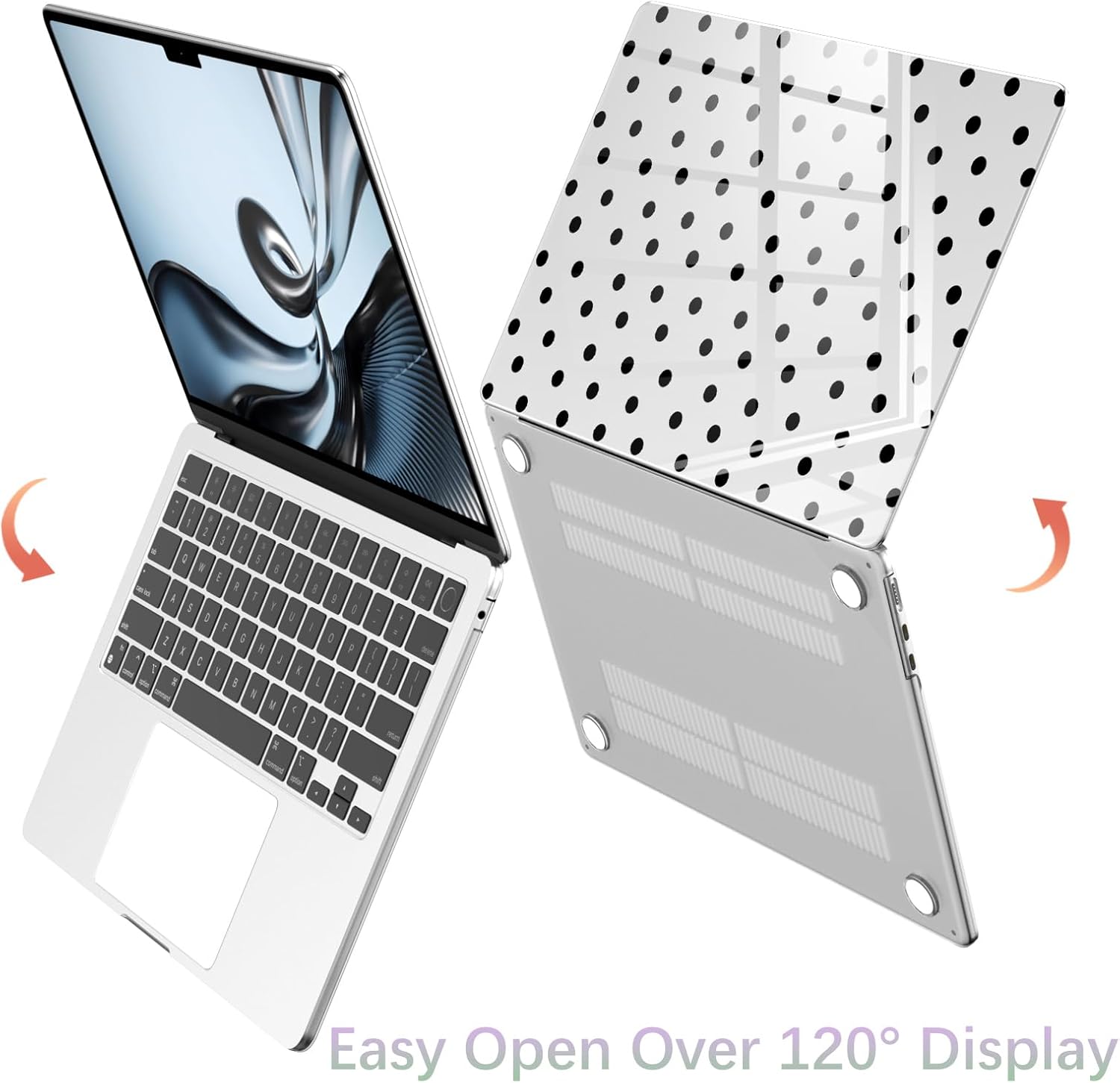 Compatible with MacBook Pro 13 inch Case M2 2025, 2024-2016 A2338 M1 A2251 A2289 A2159 A1989 A1708 A1706, Cute Black Polka Dot Protective Hard Shell Clear Cover for Mac Pro 13