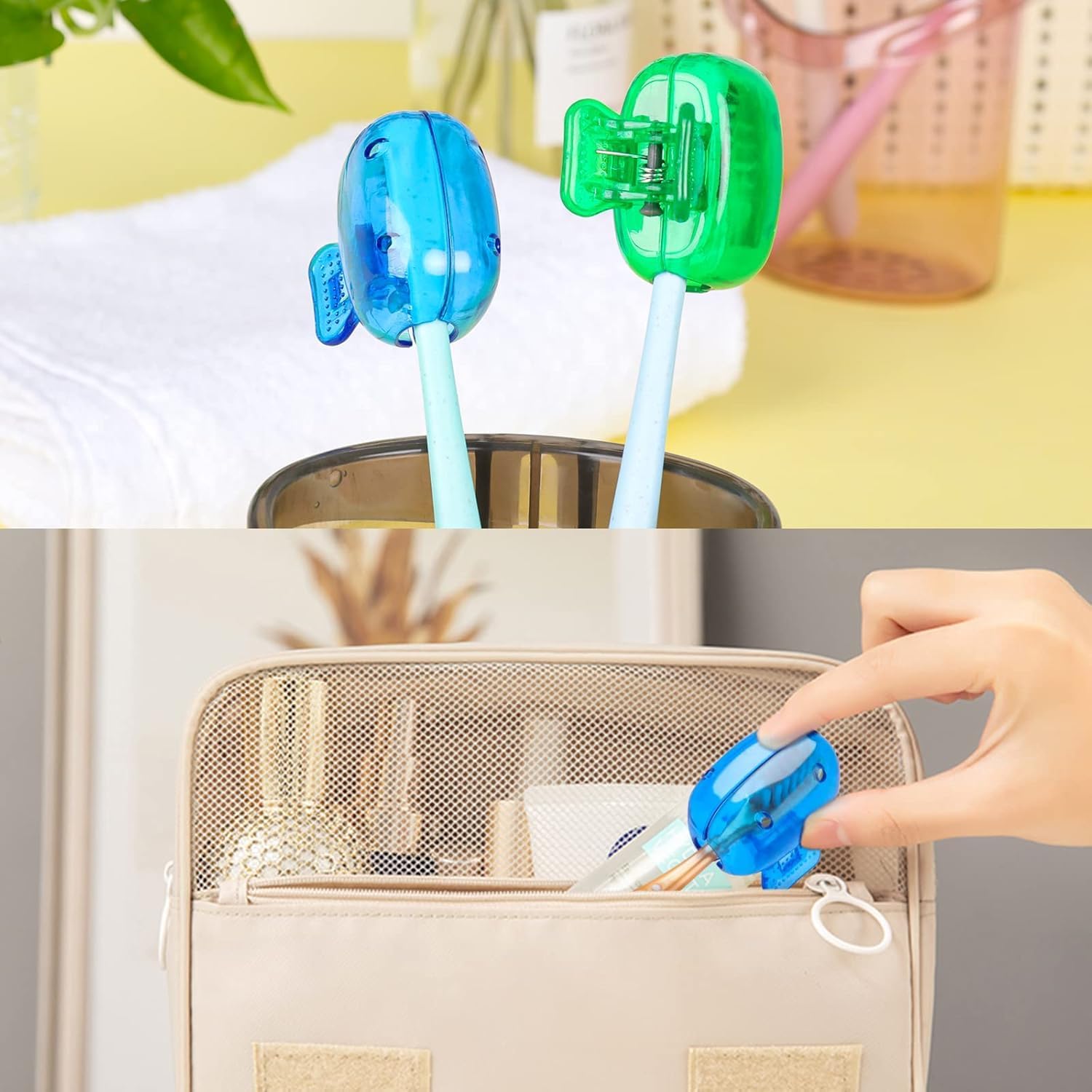 Netora 6 Pcs Toothbrush Covers Clip-On Toothbrush Protector Caps Brush Head Cover for Manual & Electric Toothbrush Portable Travel Toothbrush Guard - Multicolor 3