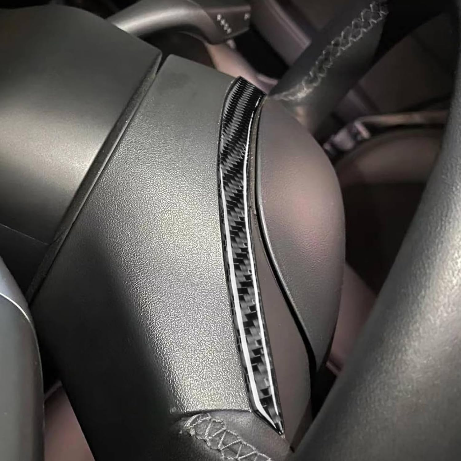1-PCS Carbon Fiber Cover Panel Stick it on the steering wheel Interior Trim Kit for Tesla model 3 2017-2022 and model Y 2020-2023 Accessories