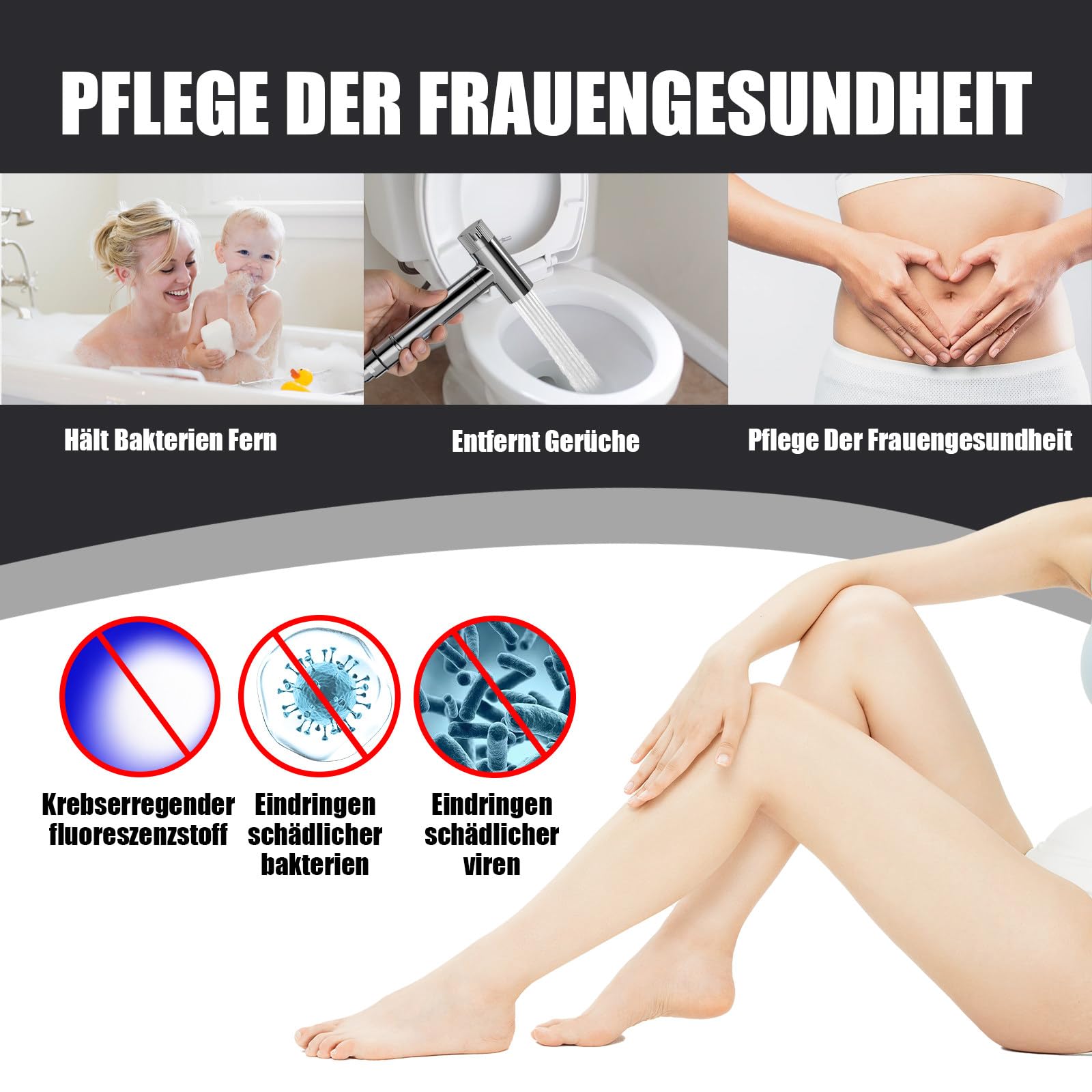 Bidet Handbrause Chrom, Baby-Stoffwindel-Sprühset mit Dual-Modus, Wandmontiert Messing Wasserspar Wand Waschen für Reinigung Spüle, Badezimmer Ecke, Toilette, WC, Persönliche