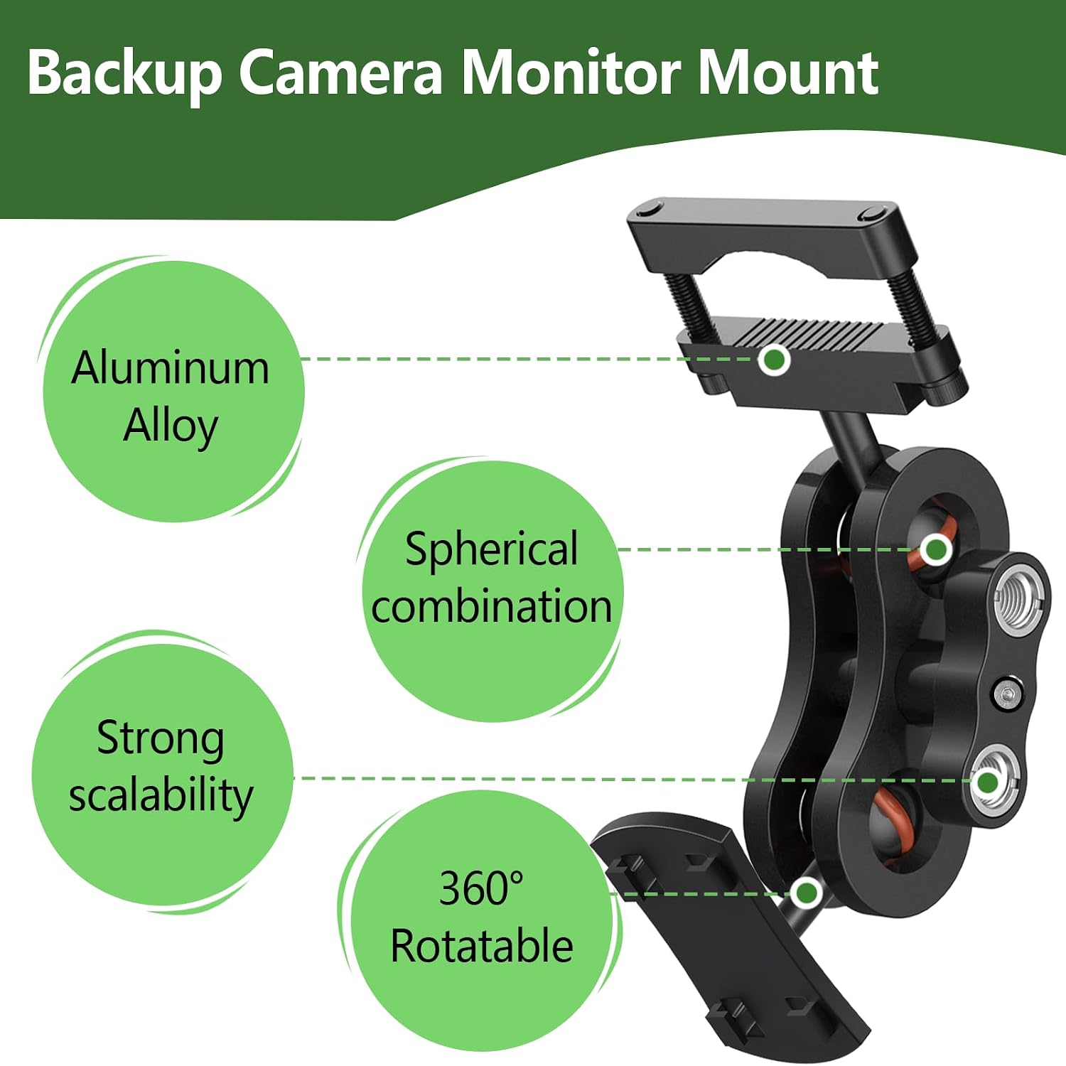Backup Camera Monitor Mounting Mount,Aluminum Rearview Mirror Camera Display Holder,Rearview Mirror Mounting Bracket,Suitable for Display Screen of Reverse Camera System(Four Claw Head